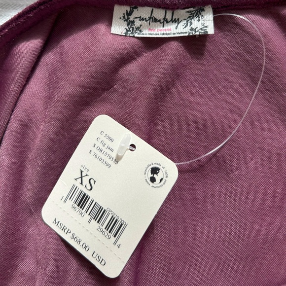 Free People Velvet Camisole Low Back Adjustable Straps Size XS NWT - Picture 4 of 4